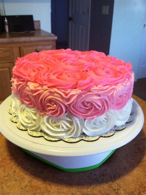 Pink Ombré Rose Cake By Mom N Me Bakery In Fairfield Twp Oh