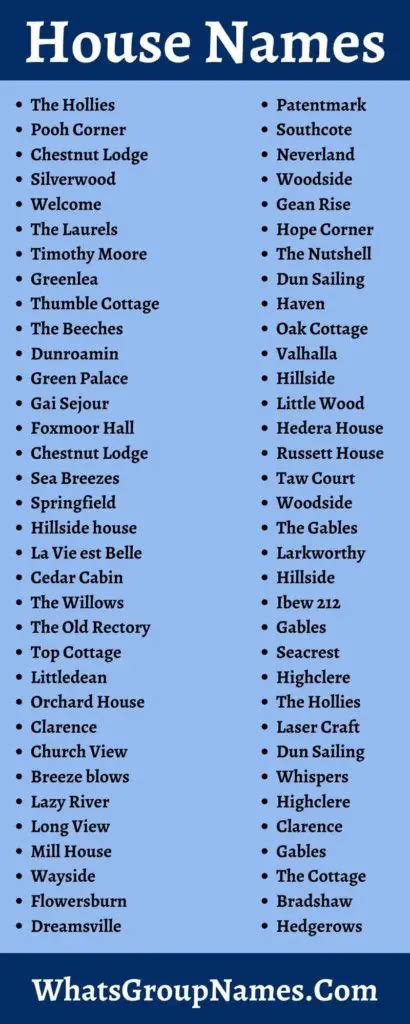 House Names 2021 Unique And Great Names For Home