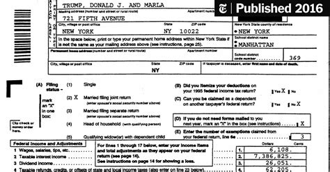 pages from donald trump s 1995 income tax records the new york times