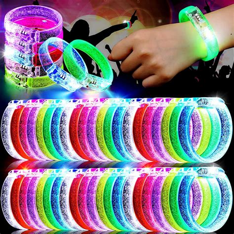 30 Packs Led Glow Bracelets 7 Colors Glow In The Dark Bracelets Light