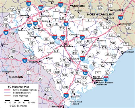 South Carolina Highway Map Map With Cities