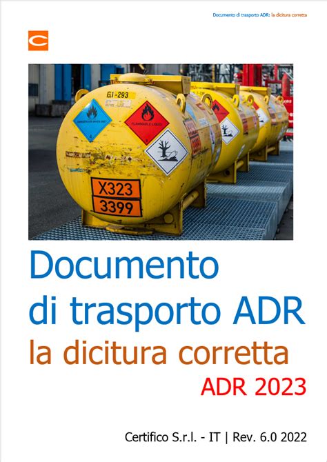 Documento Di Trasporto ADR La Dicitura Corretta Update ADR 2023