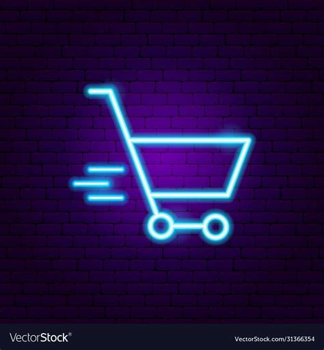 Fast Shopping Cart Neon Sign Vector Illustration Of Shop Promotion