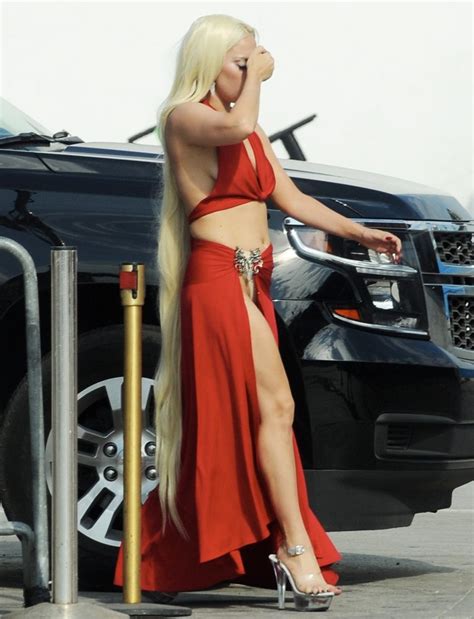Lady Gaga Picture 1223 Lady Gaga In A Red Dress For A Scene In