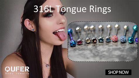 Oufer 14g Tongue Barbell Piercing Jewelry Tongue Bar Rings Body