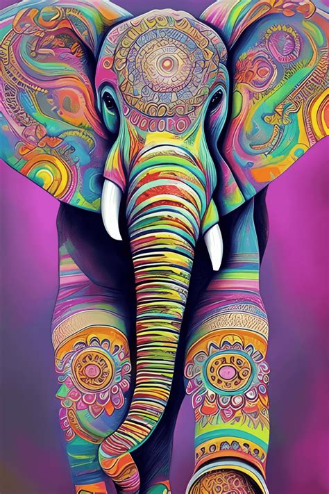 Psychedelic Elephant Painting · Creative Fabrica