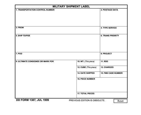 Dd Form 1387 Military Shipment Label Forms Docs 2023