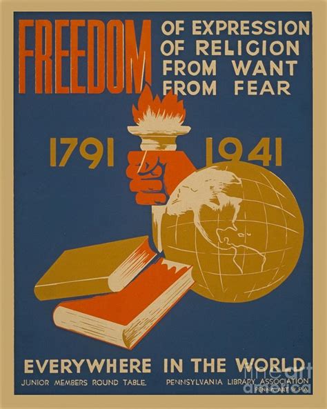 Four Freedom Pennsylvania Poster In Roosevelt Era Digital Art By Diane