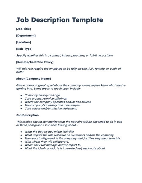 Job Description Templates For Sales Support And Marketing Jobs