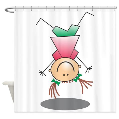 Cartoon Stick Figure Girl Cartwheel Shower Curtain By Istudiographics