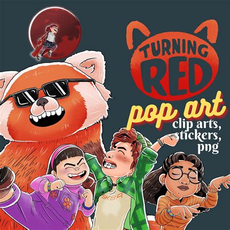Turning Red Clip Art Stickers Digital Download 40 Printable Etsy Canada