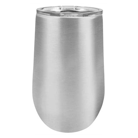16 Oz Wine Tumbler W Lid Logo Laser Engraved Insulated Stainless Steel