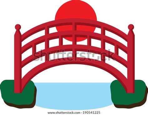 Japanese Red Bridge Over Water Vector Stock Vector Royalty Free 190541225