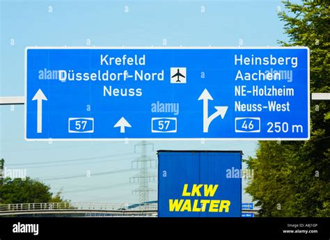 German Autobahn Direction Overhead Signs Germany Europe Stock Photo Alamy