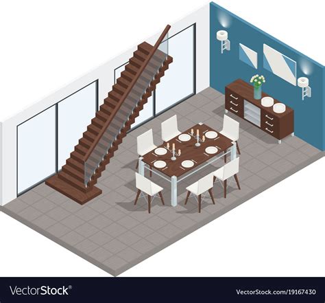 Dining Room Isometric Concept Royalty Free Vector Image