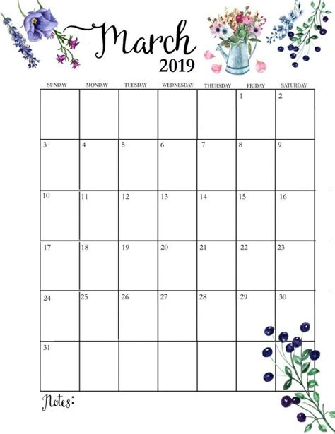 Cute March Calendar