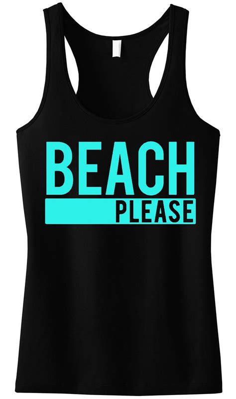 beach please black tank top with aqua print nobullwoman apparel black tank tops tops tank tops