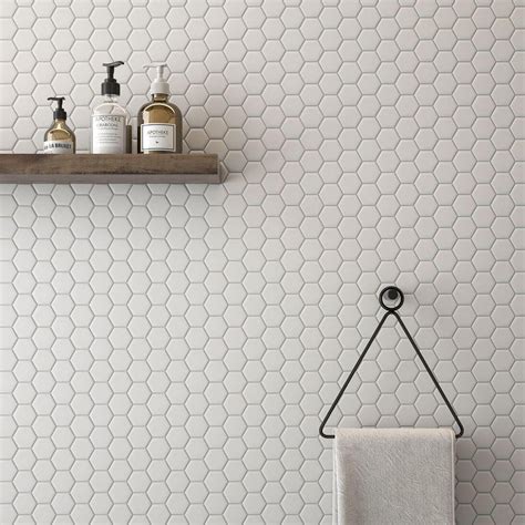 Hexagon Porcelain Mosaic Tile White 2x2 Mineral Tiles