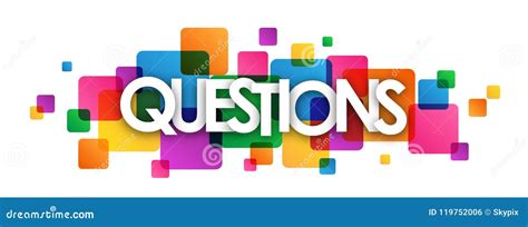 Questions Colorful Overlapping Squares Banner Stock Vector