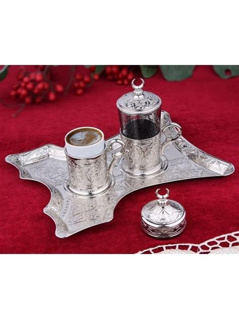 Turkish Coffee Set For One Silver Colour Turkish Coffee Set Coffee