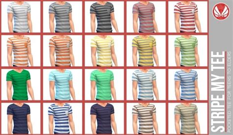 Stripe My Tee Sims 4 Male Clothes