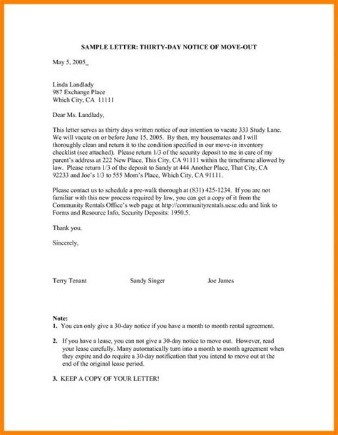 30 Day Notice Letter To Landlord Template Business