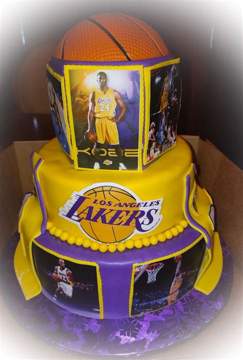 Kobe And Lakers Cake Basketball Birthday Cake Birthday Surprise Party Basketball Theme Birthday