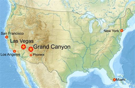 Carte Des États Unis Avec Le Grand Canyon