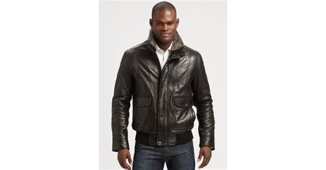 Andrew Marc Leather Aviator Bomber Jacket In Black For Men Lyst