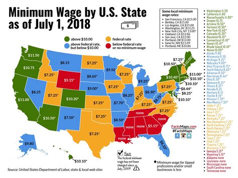 Minimum Wage By Us State As Of July 1 2018 Factsmaps
