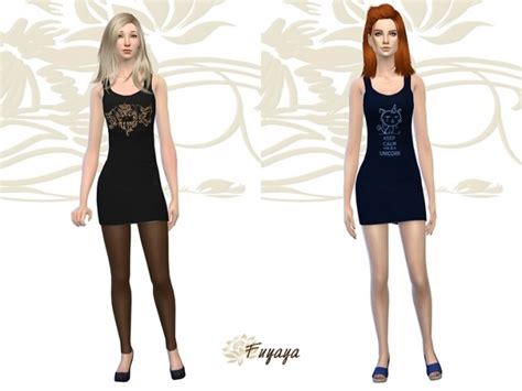 Jersey Dress Feline By Fuyaya At Sims Artists Sims 4 Updates