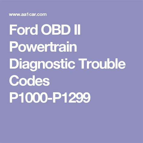 The Ford Obd Ii Powertrain Diagnostic Trouble Code