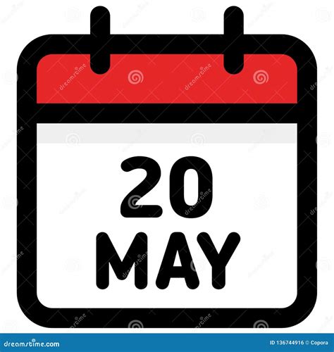 20 May Calendar Icon Vector Illustration Stock Vector