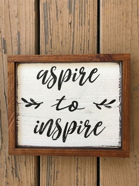 Aspire To Inspire Motivational Quote Framed Wood Signs With Etsy