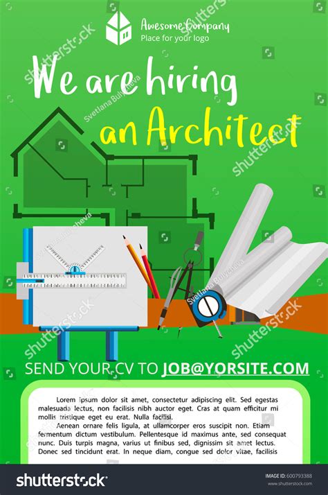 Architect Hiring Poster Stock Vector Royalty Free 600793388