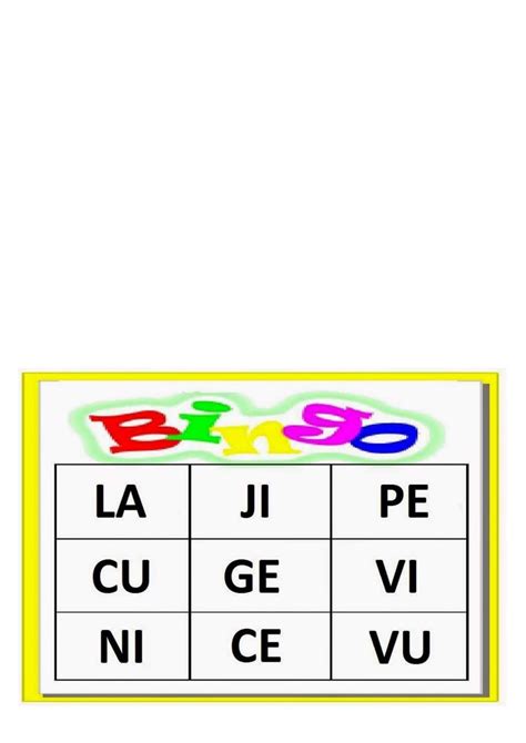 43 Melhor Ideia De Bingo De Silabas Cartelas De Bingo Bingo Images