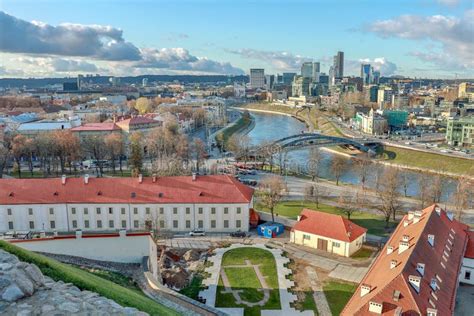 Panoramic Aerial View Of The Vilnius City With Viliya Neris River