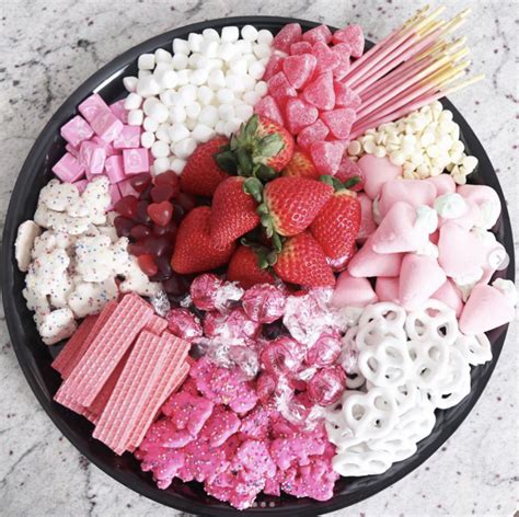 Pink White And Red Valentines Inspired Candy Charcuterie Board