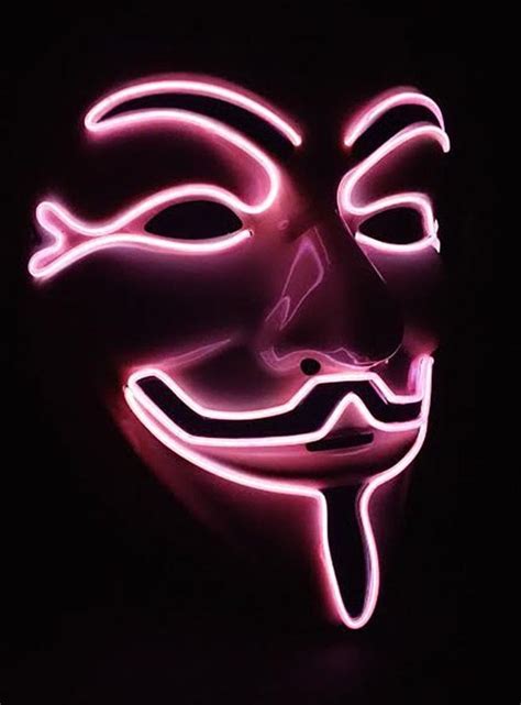 Pink Led Vendetta Anonymous Light Up Rave Mask For Dj Edc