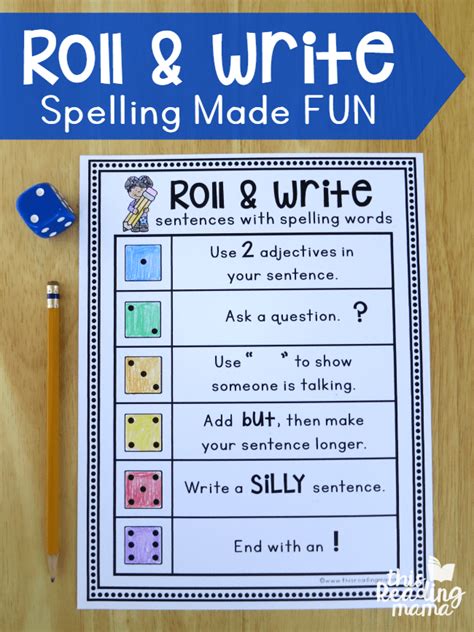 Roll And Write Sentences With Spelling Words This Reading Mama