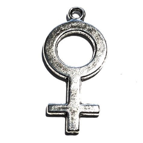 ♂♀ Female Male Gender Symbol Charm Swinger Threesome Foursome Silver Qos