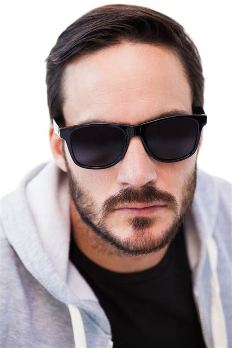 Close Up Of Serious Man Wearing Sunglasses Stock Photo Image Of Hair