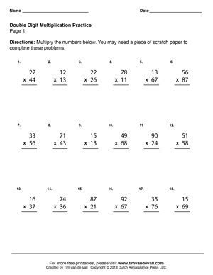 They have been categorized at the 4th grade level based on the common core standards for mathematics. Double Digit Multiplication Worksheets - Fourth Grade Math Worksheets