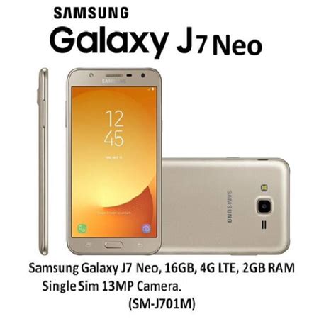 Celular Libre Samsung Galaxy J7 Neo Dorado Cam 13mp Mem 16gb 649