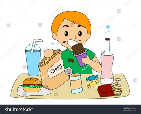 Garçon mangeant Nourriture ivre Image image vectorielle de stock