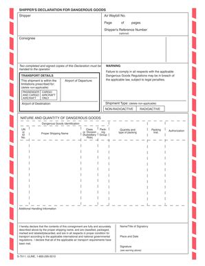 Dangerous Goods Declaration Form Pdf Fill And Sign Printable Template Online