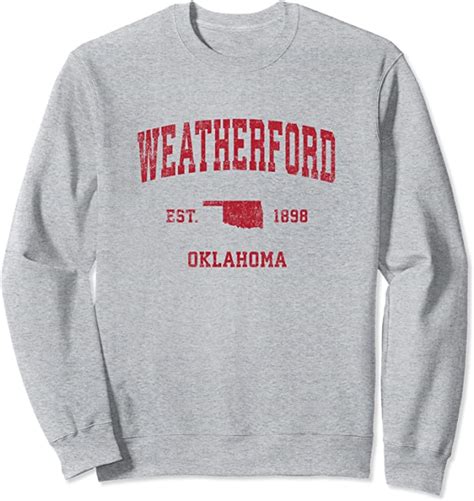 Weatherford Oklahoma Ok Vintage Sports Design Red Print
