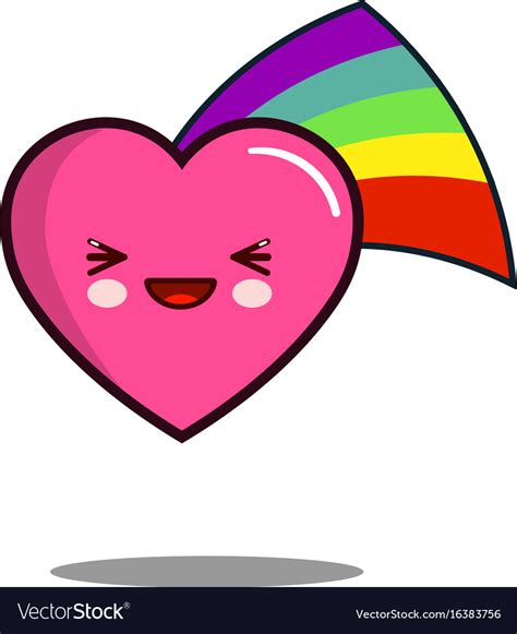 Heart Cartoon Character Icon Kawaii With Rainbow Vector Image