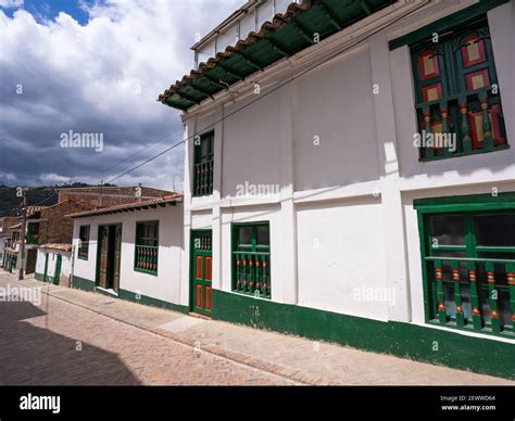 A Typical Street In The Village Of Monguí Boyacá Colombia Stock Photo