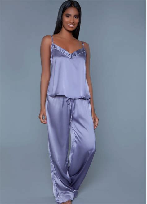 Purple Satin Pajama Set Lilla Cavallo